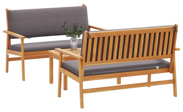Kerti Kanapé Szett 3 pcs Barna 120 x 65,5 x 79 cm Tömör Akácfa