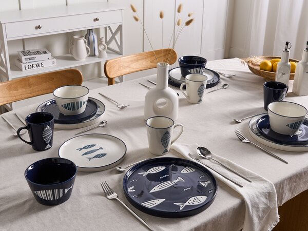 16 darabos étkészlet TAMARIND Porcelán Fehér/kék