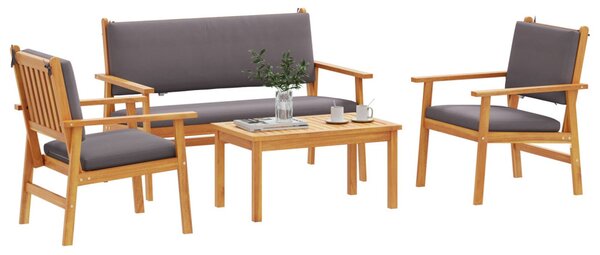 Kerti Kanapé Szett 4 pcs Barna 120 x 65,5 x 79 cm Tömör Akácfa