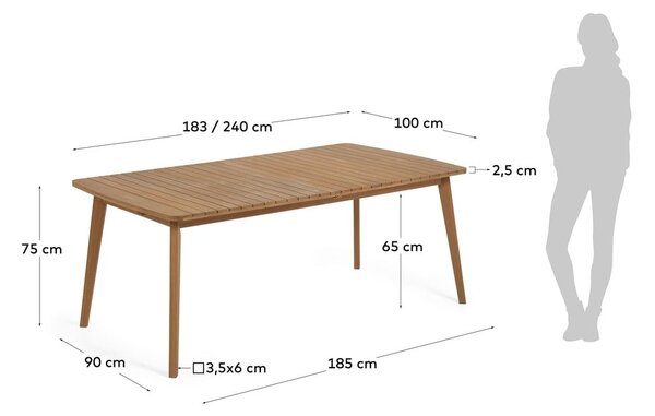 Tömörfa kerti étkezőasztal 100x240 cm Hanzel – Kave Home