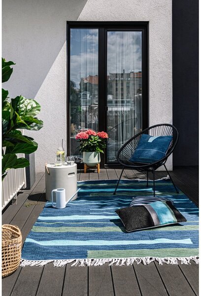 Marlin sötétkék kétoldalas kültéri szőnyeg újrahasznosított műanyagból, 90 x 150 cm - Green Decore