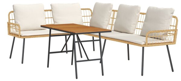 Kerti Kanapé Szett 2 pcs Bézs polirattan