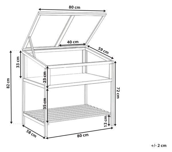 Mini üvegház erkélyre ARANOVA 80 cm 58 cm Fenyőfa Világosbarna