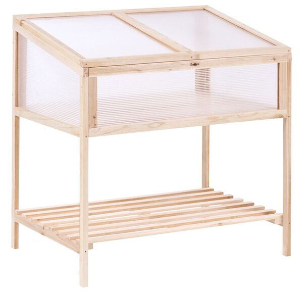 Mini üvegház erkélyre ARANOVA 80 cm 58 cm Fenyőfa Világosbarna