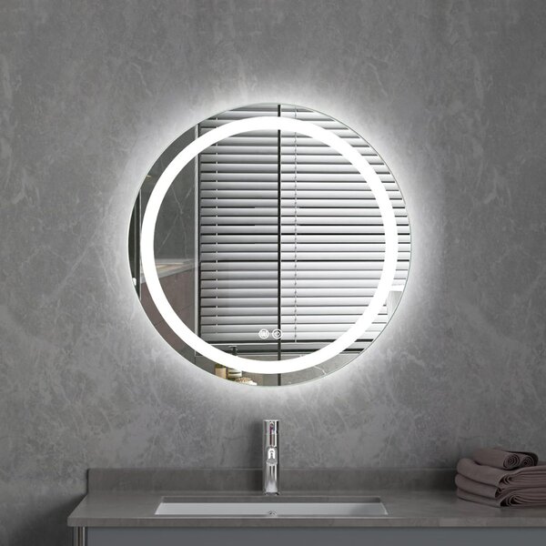 Welland Type-2 LED tükör - fényerő + színhőfok szabályozás + óra - Ø 50 cm