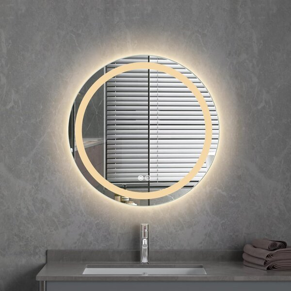 Welland Type-2 LED tükör - fényerő + színhőfok szabályozás + óra - Ø 50 cm