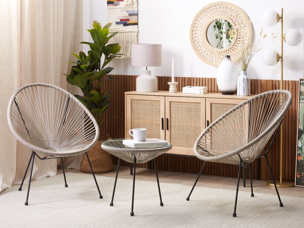 Bisztrószett ACAPULCO II PE Rattan Világosszürke