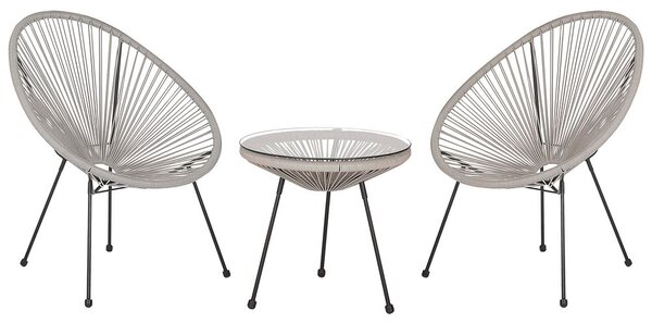 Bisztrószett ACAPULCO II PE Rattan Világosszürke