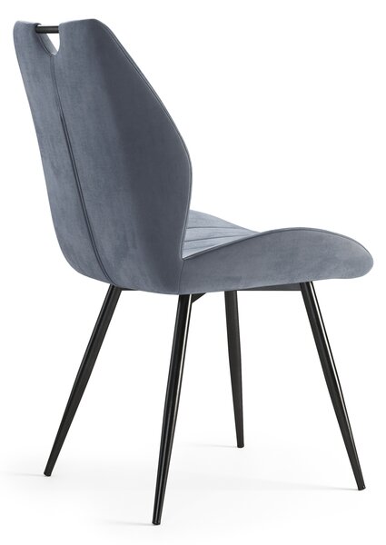 MAZZONI EXPORT ARNO Szürke (Bluvel 14 szövet) - MODERN KÁRPITOZOTT ÉTKEZŐSZÉK NAPPALIBA/ÉTKEZŐBE VELVET FOGANTYÚVAL
