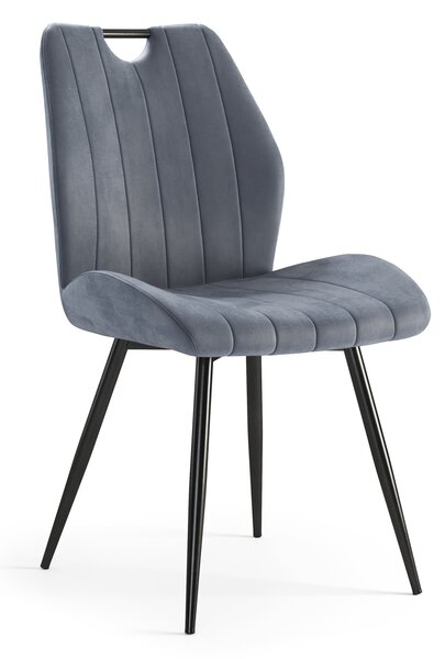 MAZZONI EXPORT ARNO Szürke (Bluvel 14 szövet) - MODERN KÁRPITOZOTT ÉTKEZŐSZÉK NAPPALIBA/ÉTKEZŐBE VELVET FOGANTYÚVAL