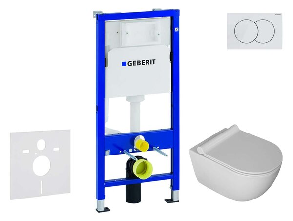 Geberit Duofix - Készlet fali beépítéshez, Gaia WC és softclose ülőkével, Delta01 gomb, alpesi fehér SANI11CA3107