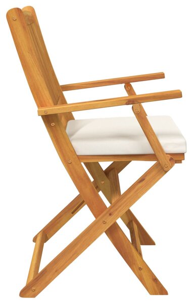 Összecsukható szék 8 pcs Fehér 49 x 57.5 x 92cm Tömör akácfa
