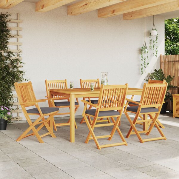 Összecsukható szék 6 pcs Szürke 49 x 57.5 x 92cm Tömör akácfa