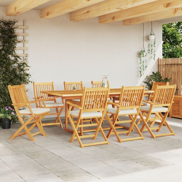 Összecsukható szék 8 pcs Fehér 49 x 57.5 x 92cm Tömör akácfa