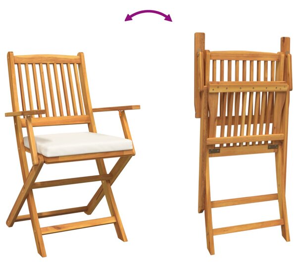 Összecsukható szék 8 pcs Fehér 49 x 57.5 x 92cm Tömör akácfa