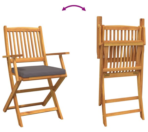 Összecsukható szék párnával 2 pcs Barna Tömör akácfa