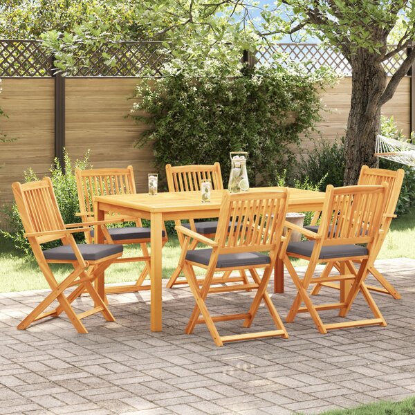 Összecsukható szék 6 pcs Szürke 49 x 57.5 x 92cm Tömör akácfa