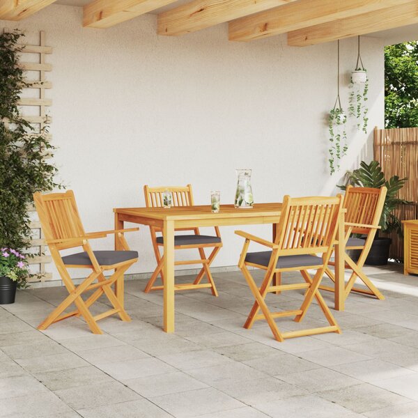 Összecsukható szék 4 pcs Szürke 49 x 57.5 x 92cm Tömör akácfa