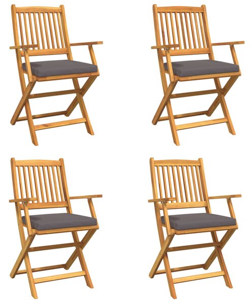 Összecsukható szék 4 pcs Szürke 49 x 57.5 x 92cm Tömör akácfa
