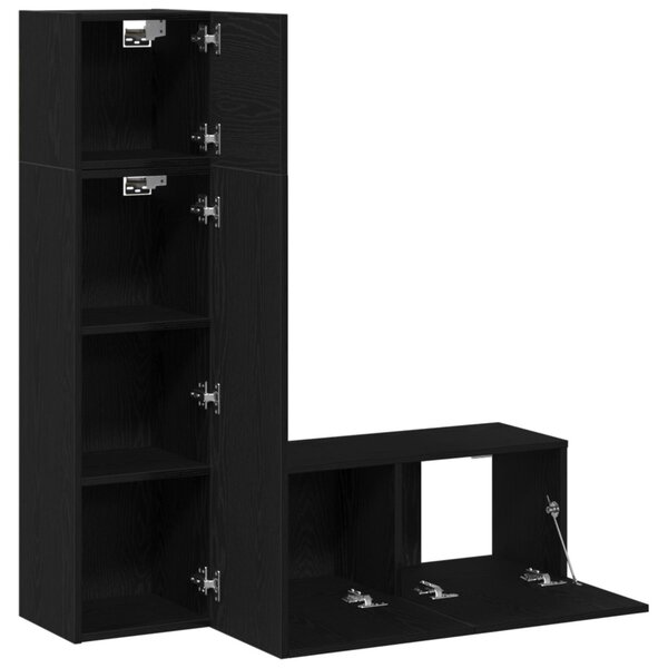 TV szekrény garnitúra 3 pcs Fekete tölgy 130,5 x 30 x 140 cm
