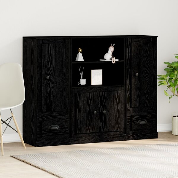 VidaXL Magas szekrény Fekete Tölgy 132x35,5x103,5 cm Mérnöki Fa