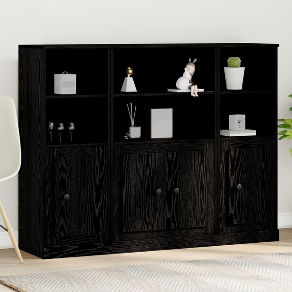 VidaXL Fekete tölgy magasszekrény 132x35,5x103,5 cm Ellenálló anyagból