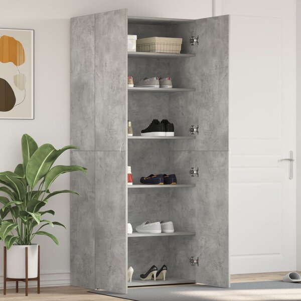 Cipőszekrény polcokkal Szürke 80 x 35.5 x 180 cm Faanyag