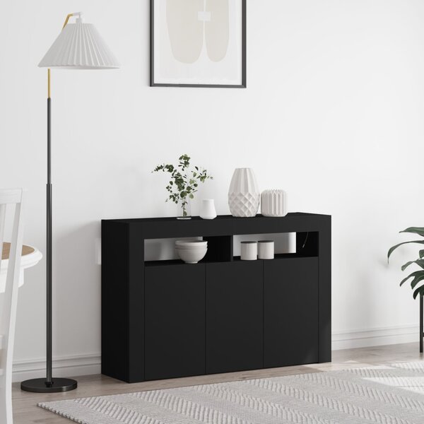 VidaXL Oldalszekrény Fekete Műanyagfa 116 x 30 x 75 cm Oldalszekrény