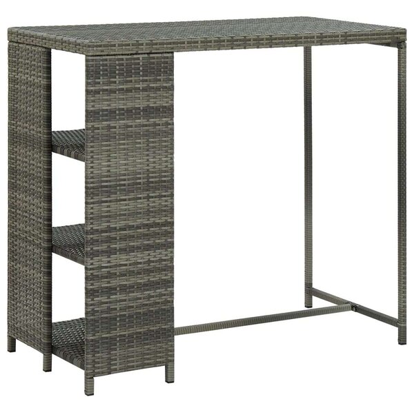 VidaXL szürke polyrattan bárasztal tárolópolccal 120 x 60 x 110 cm