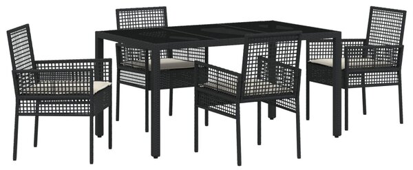 Kert étkező szett 5 pcs Fekete polirattan