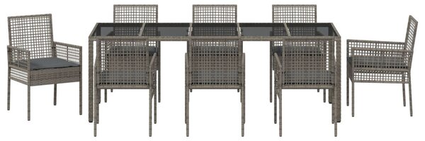 Kert étkező szett 9 pcs Szürke polirattan