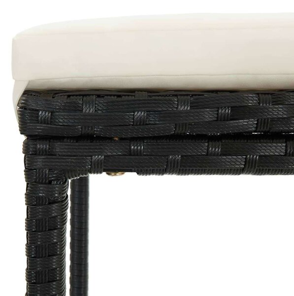 VidaXL - 3 db Bárszék - Fekete Polyrattan - Párnával