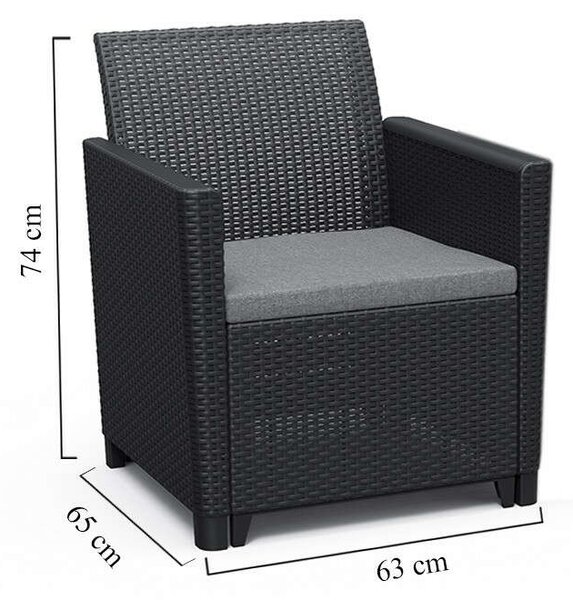 ALLIBERT CLAIRE - 5 részes Műrattan Kertbútor Szett - Szürke