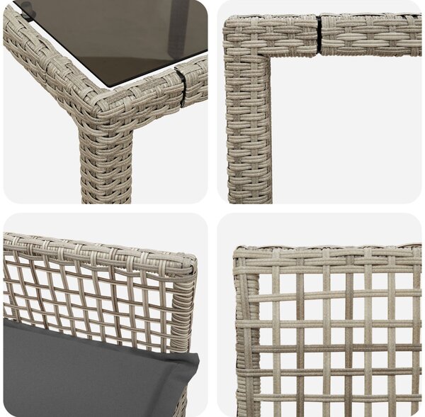 Kert étkező szett 5 pcs Világosszürke polirattan
