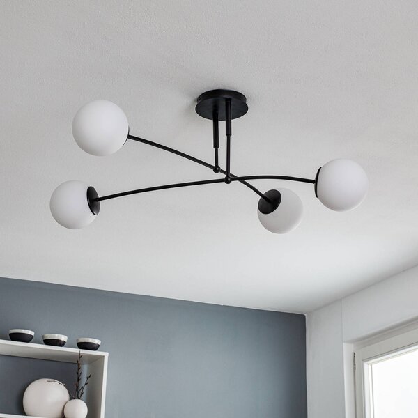 EMIBIG LIGHTING Pregos 4 fekete mennyezeti világítás, izzós, dimmelhető, Fekete, Folyosó, fém, Modern