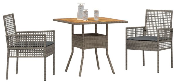 Kert étkező szett 3 pcs Szürke polirattan