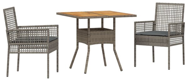 Kert étkező szett 3 pcs Szürke polirattan