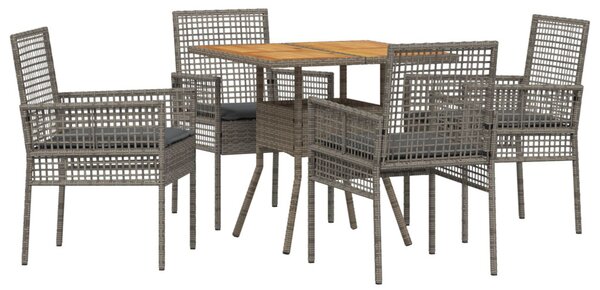 Kert étkező szett 5 pcs Szürke polirattan