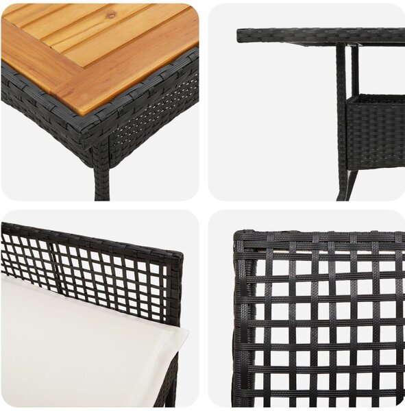 Kert étkező szett 5 pcs Fekete polirattan
