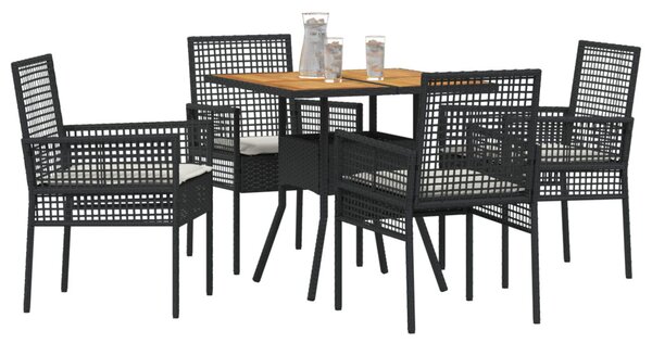Kert étkező szett 5 pcs Fekete polirattan