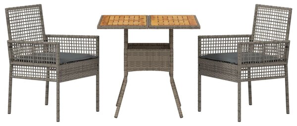Kert étkező szett 3 pcs Szürke polirattan