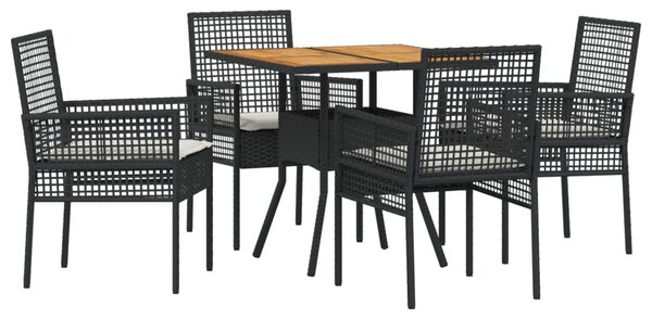 Kert étkező szett 5 pcs Fekete polirattan