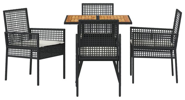 Kert étkező szett 5 pcs Fekete polirattan
