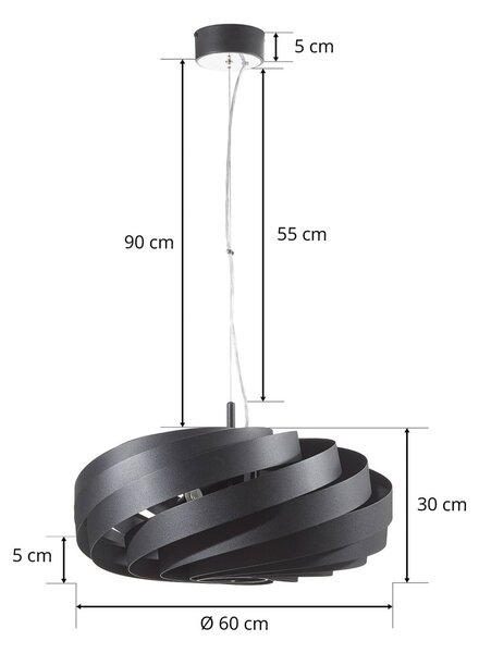 Domiluce Vento függőlámpa, fekete, Ø 60 cm, fém, E27, dimmelhető, Fekete, Nappali / Étkező, fém, Modern
