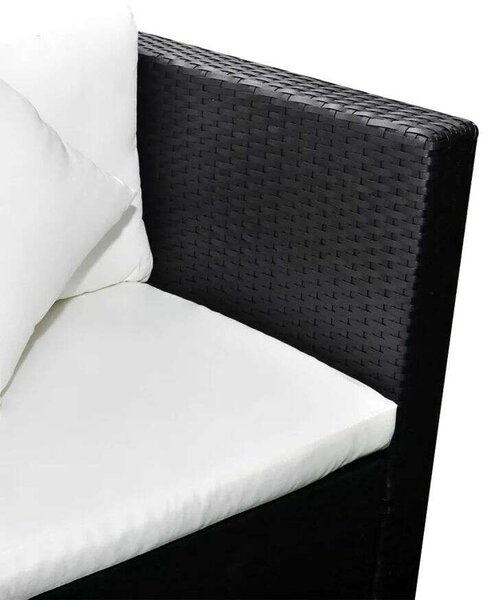Polyrattan Kerti Bútorszett - 4 részes - Fekete