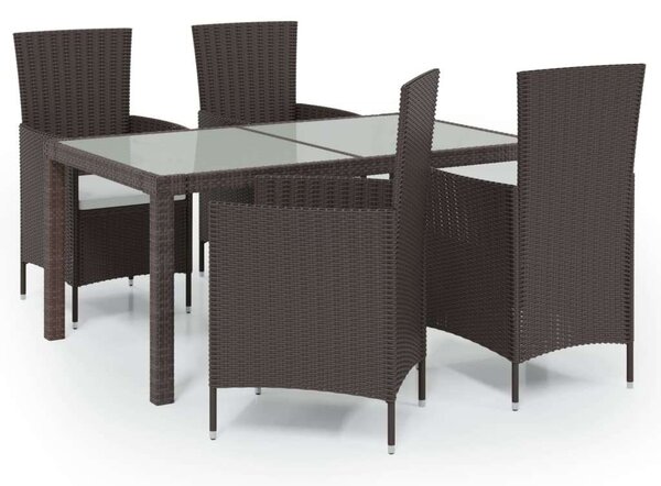 Polyrattan Kültéri Étkezőgarnitúra - 5 részes - Barna