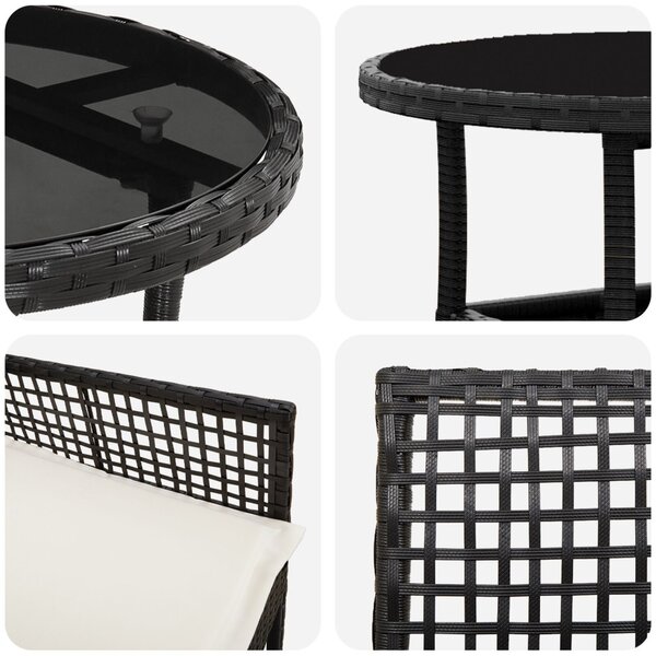 Kert étkező szett 5 pcs Fekete polirattan