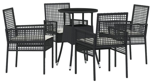Kert étkező szett 5 pcs Fekete polirattan
