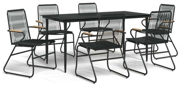 7 részes fekete pvc rattan kerti étkezőgarnitúra