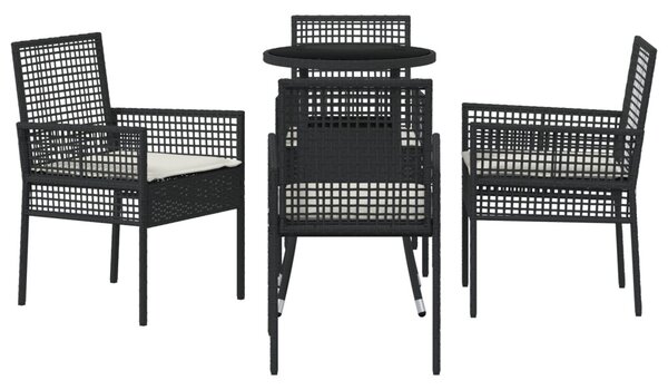 Kert étkező szett 5 pcs Fekete polirattan